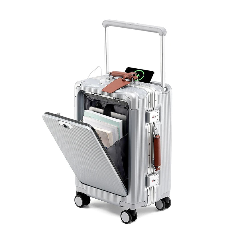 Wide Handle Aluminium frame PC Body Luggage