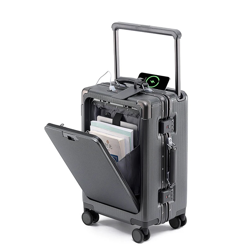 Wide Handle Aluminium frame PC Body Luggage