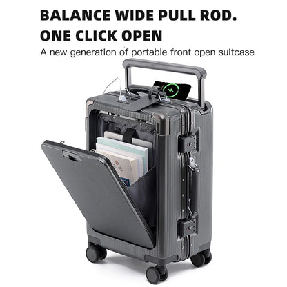 Wide Handle Aluminium frame PC Body Luggage