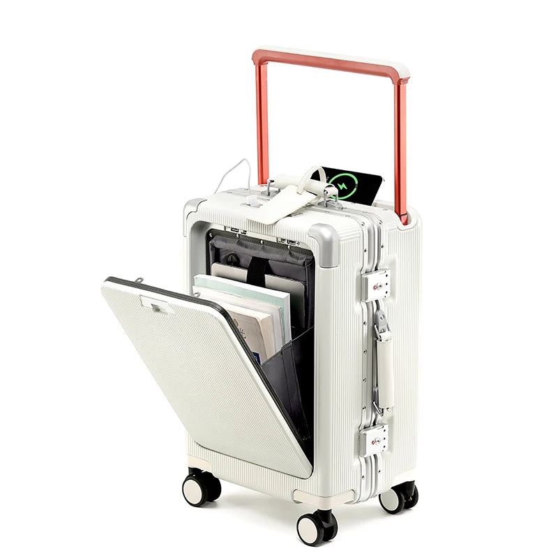Wide Handle Aluminium frame PC Body Luggage