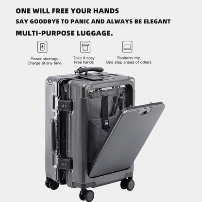 Wide Handle Aluminium frame PC Body Luggage