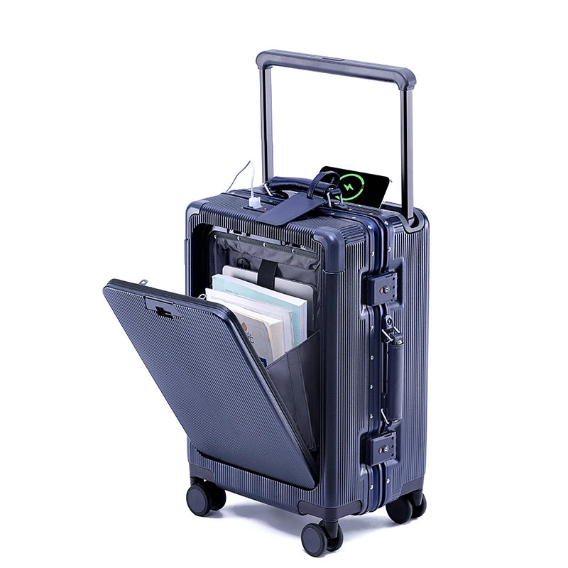 Wide Handle Aluminium frame PC Body Luggage