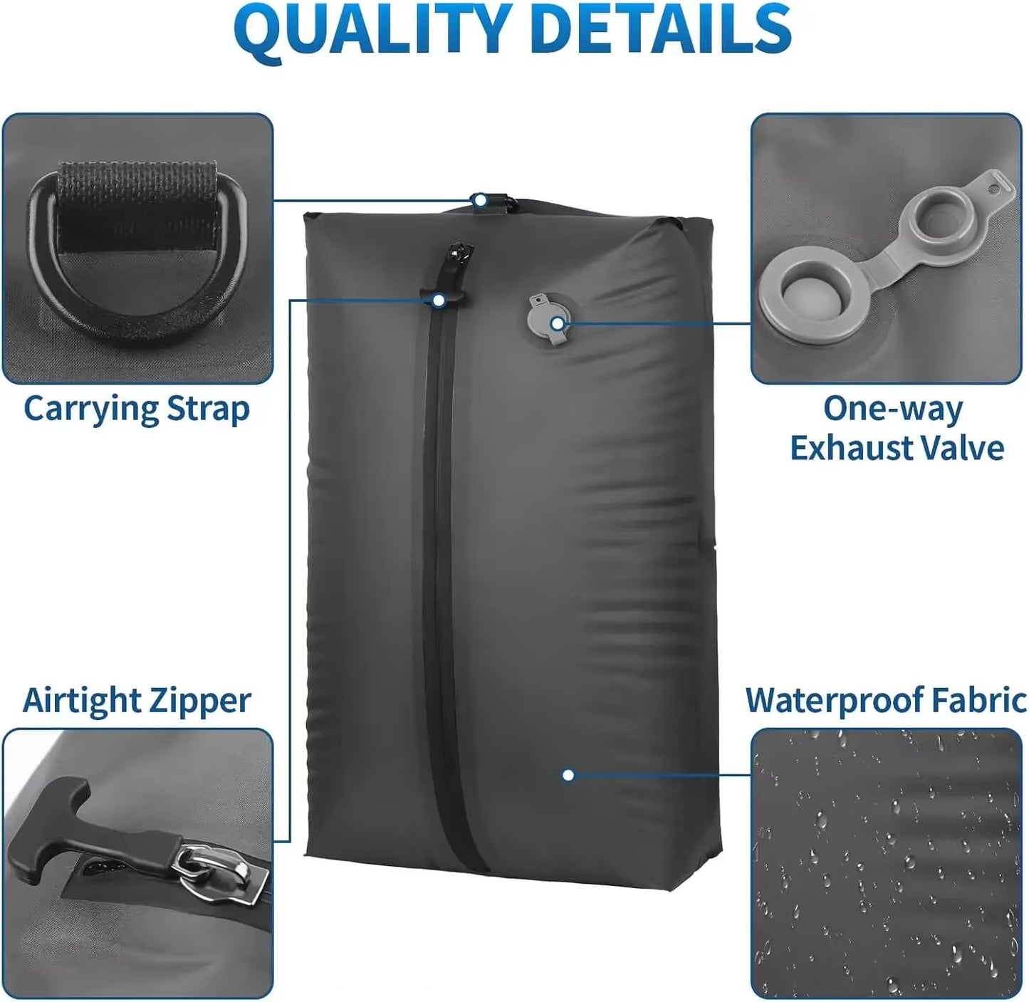 Travel Vacuum Storage Bags,17L-34L Reusable Empty Vacuum Bag for Clothes Outdoor Compression Pack Folding Bag with Air Pump