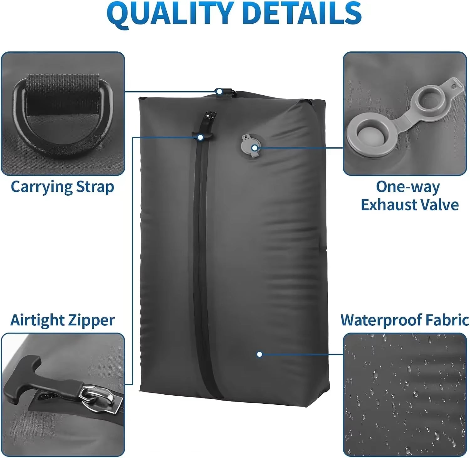 Travel Vacuum Storage Bags,17L-34L Reusable Empty Vacuum Bag for Clothes Outdoor Compression Pack Folding Bag with Air Pump