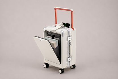 White Wide Handle Aluminium frame PC Body Luggage