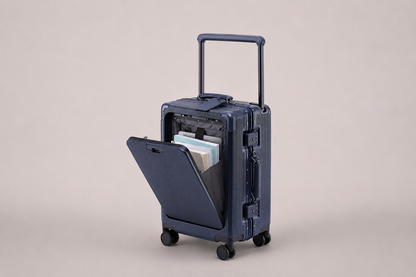 Blue Wide Handle Aluminium frame PC Body Luggage
