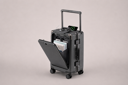 Gray Wide Handle Aluminium frame PC Body Luggage