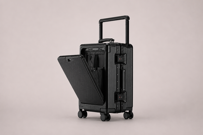 Black Wide Handle Aluminium frame PC Body Luggage