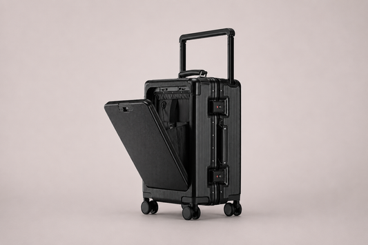 Black Wide Handle Aluminium frame PC Body Luggage