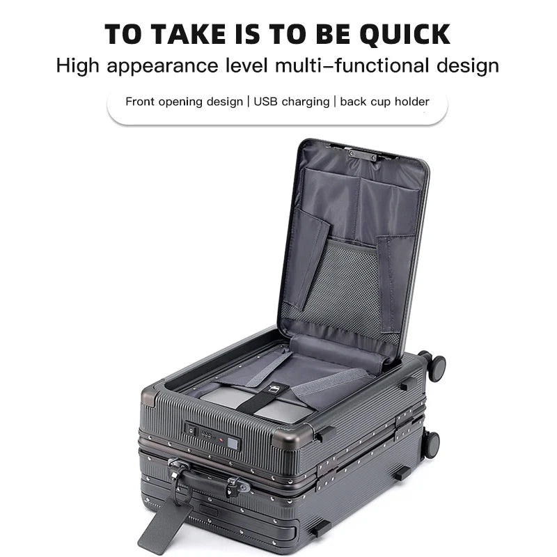 Wide Handle Aluminium frame PC Body Luggage