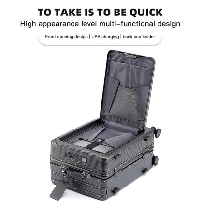 Wide Handle Aluminium frame PC Body Luggage
