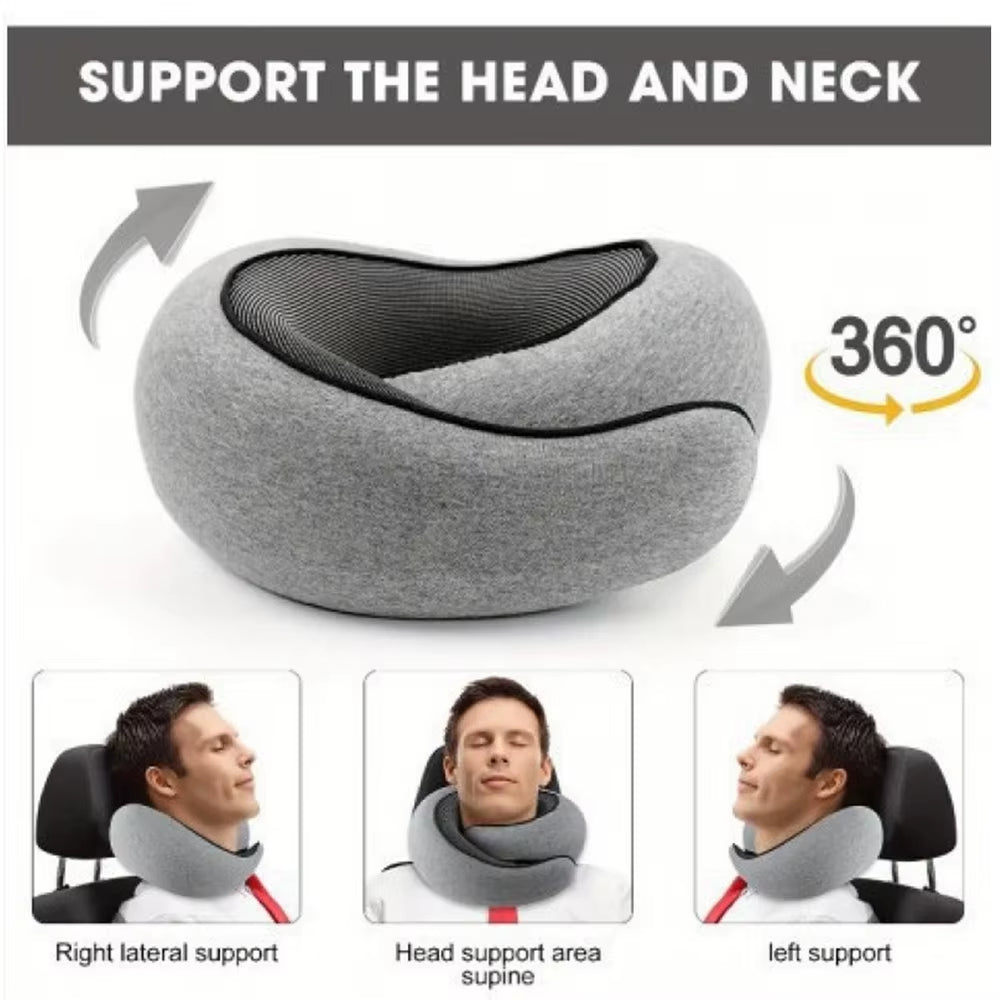 Memory Foam Neck Pillow Cervical Vertebra Travel Portable Noon Break Aircraft U Type of Pillow Sleep Camping Pillow Carry Bag