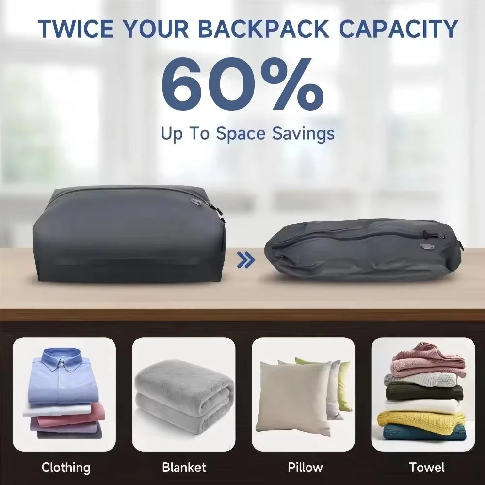 Travel Vacuum Storage Bags,17L-34L Reusable Empty Vacuum Bag for Clothes Outdoor Compression Pack Folding Bag with Air Pump