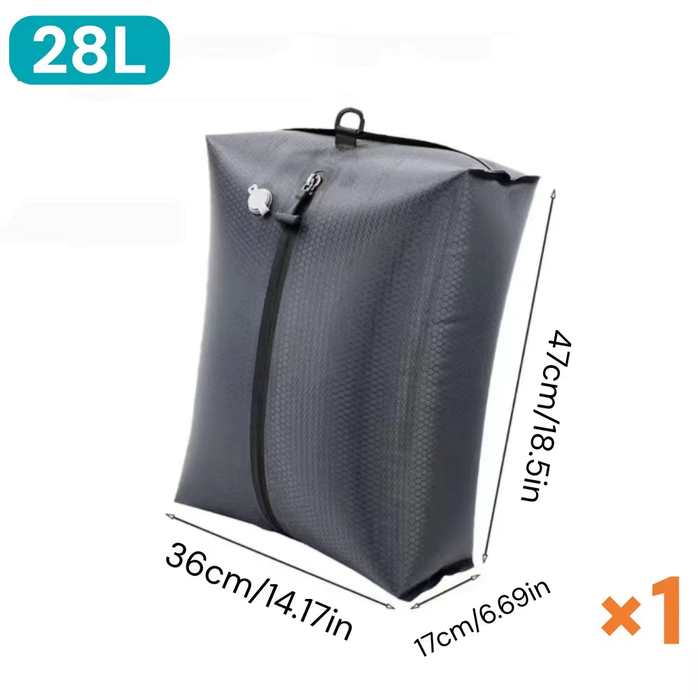 Travel Vacuum Storage Bags,17L-34L Reusable Empty Vacuum Bag for Clothes Outdoor Compression Pack Folding Bag with Air Pump